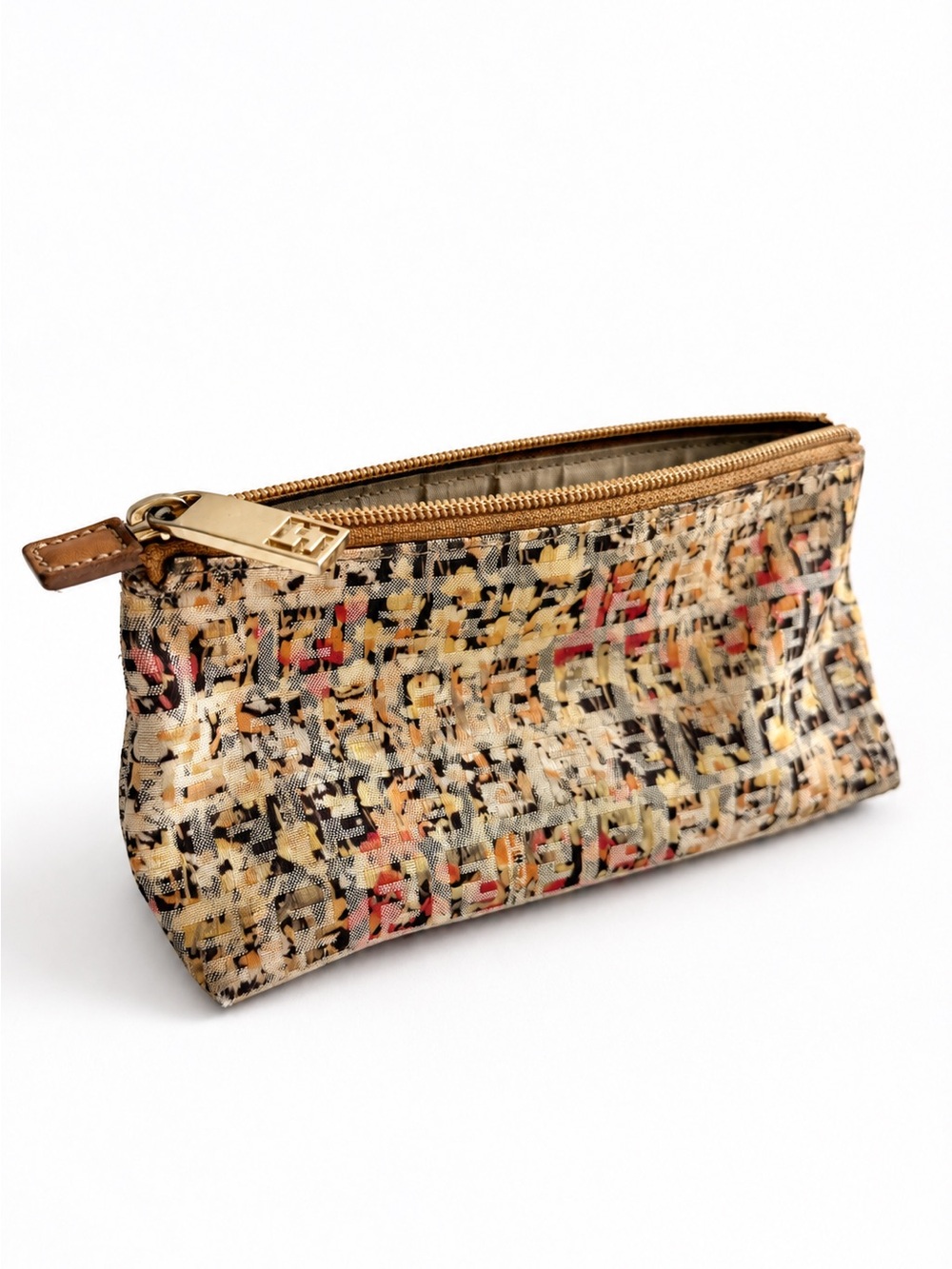 Vintage Fendi FF Zucca Multicolor Cosmetic Pouch Bag